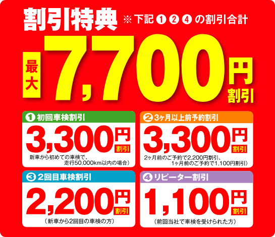 割引特典 最大7,700円割引